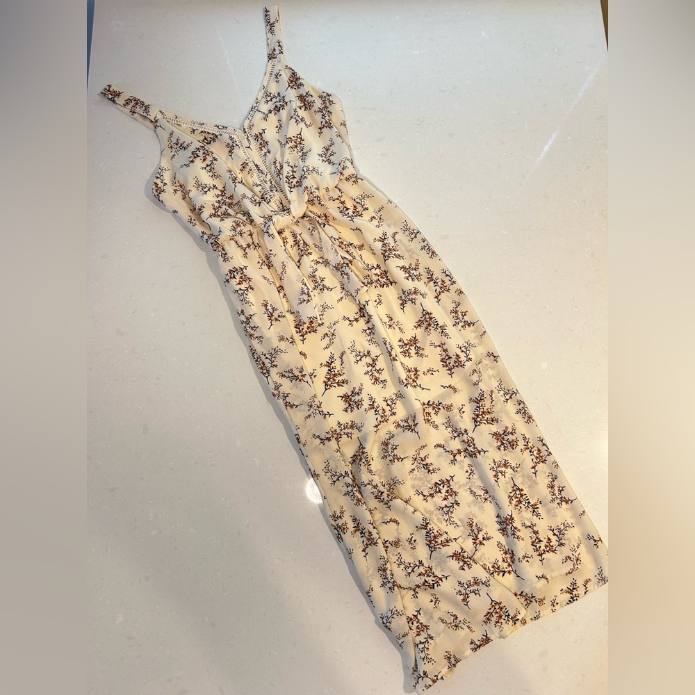 Cream Floral Midi Length Sundress